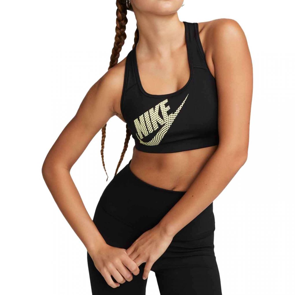 Nike Swoosh Icon Clash Sports Bra Black / Metallic Gold The Nike