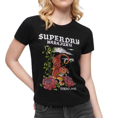 Superdry Tattoo Rhinestone Fitted Tee W