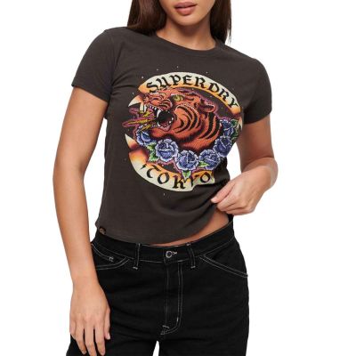 Superdry Tattoo Rhinestone Fitted Tee W